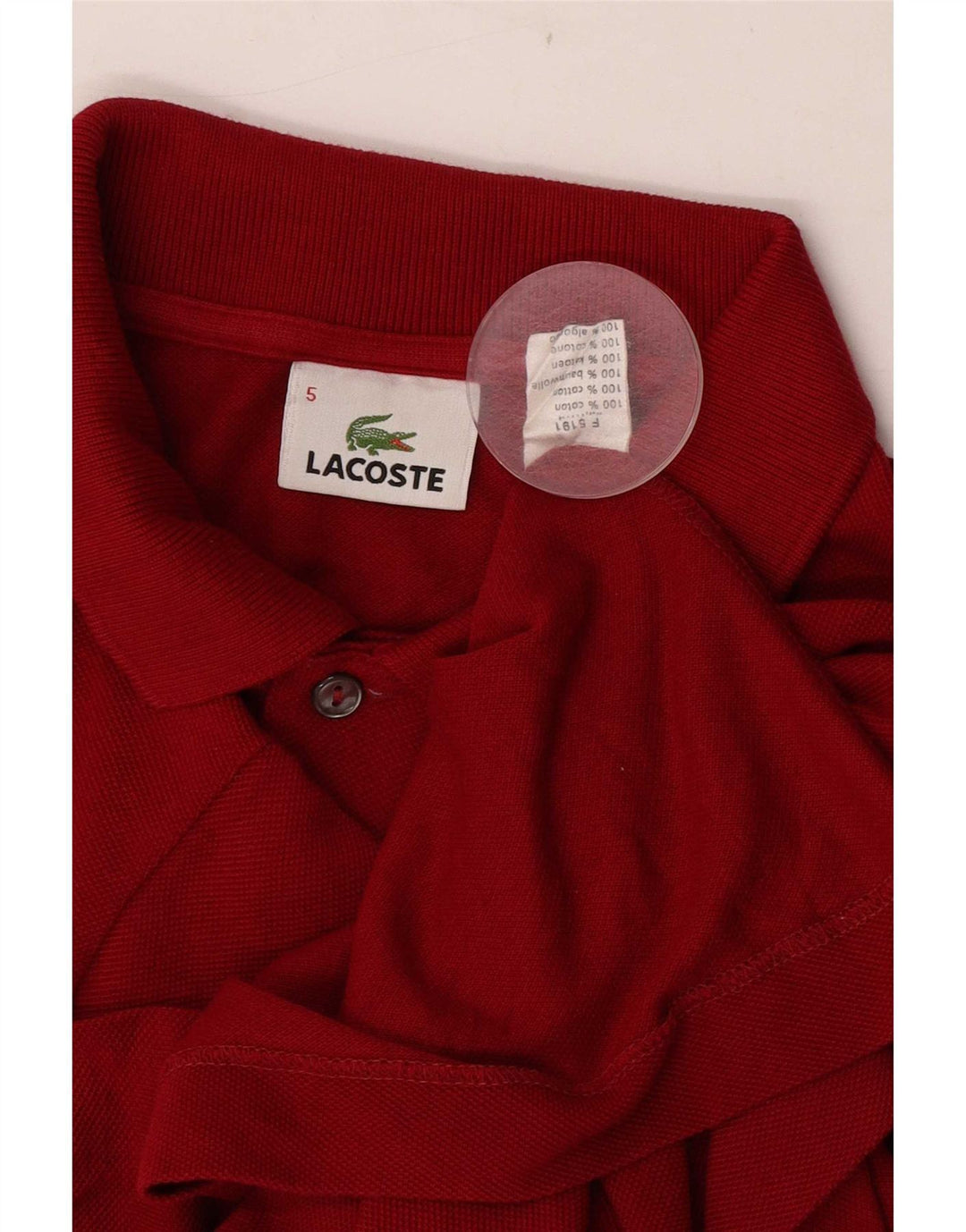 Camisa polo masculina Lacoste tamanho 5 grande algodão vermelho