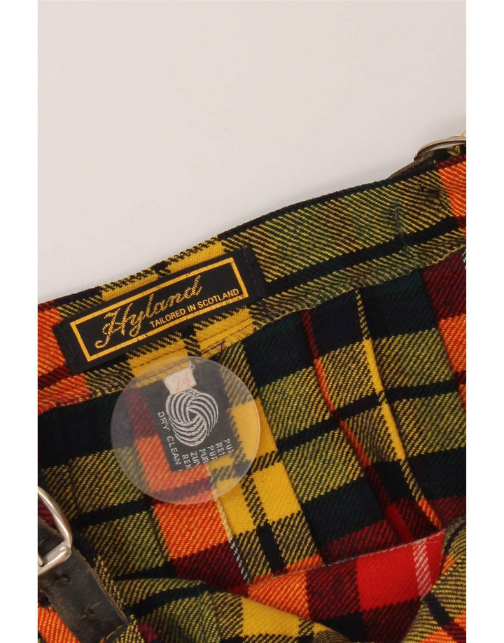 Saia feminina vintage W24 XS multicolorida xadrez nova lã