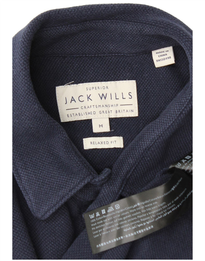 Camisa masculina Jack Wills com ajuste relaxado, algodão azul marinho médio