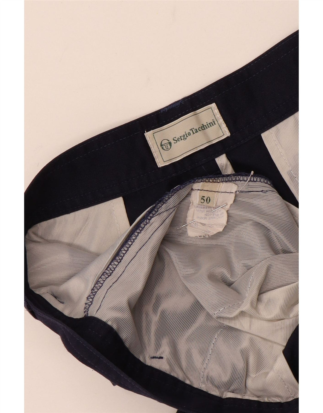 Sergio Tacchini Masculino Pegged Chino Shorts IT 50 Grande W32 Azul Marinho