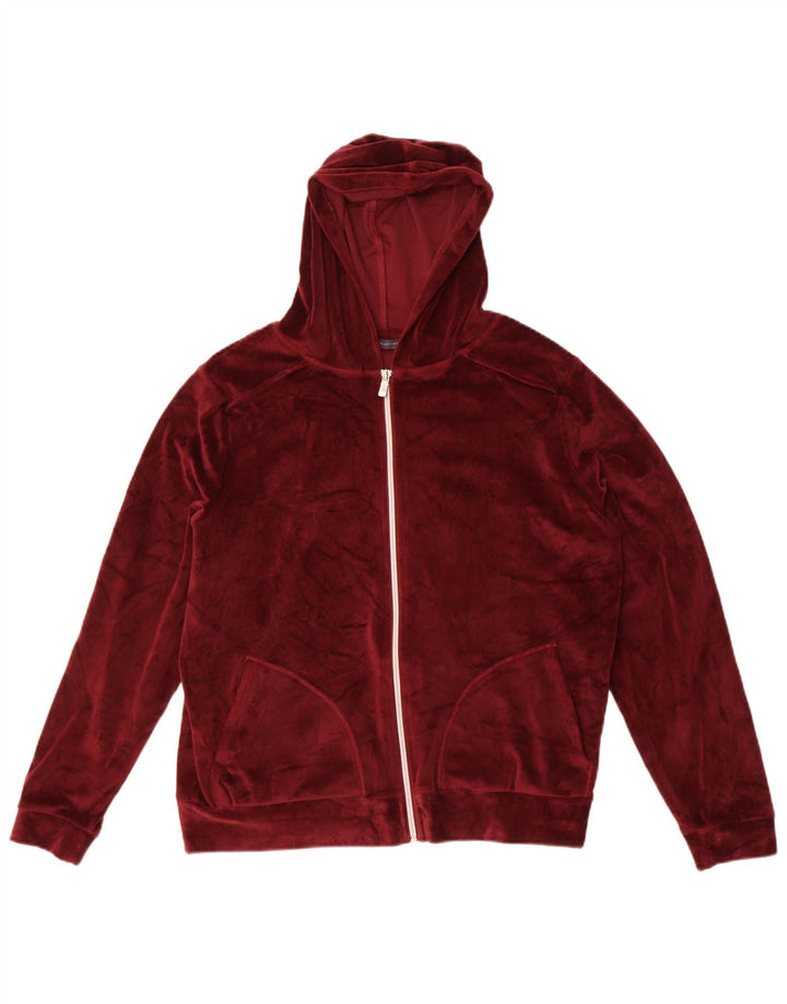 Suéter feminino Marks & Spencer com capuz e zíper grande Reino Unido 12 Médio Borgonha