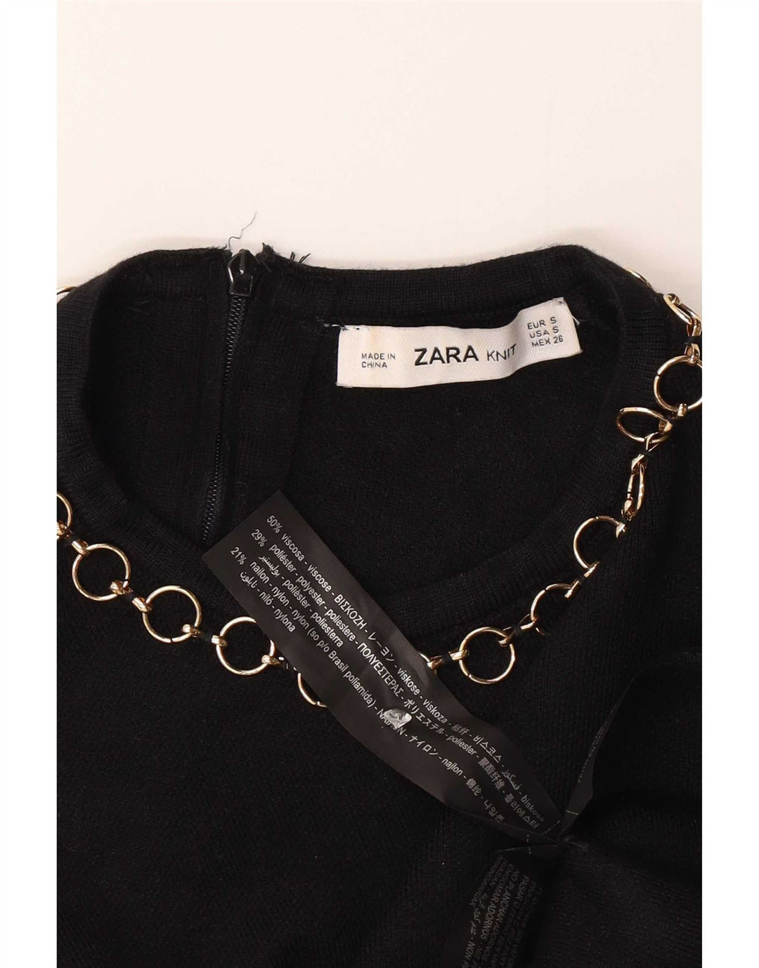 Blusa feminina Zara Top UK 10 pequena viscose preta
