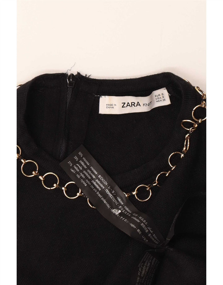 Blusa feminina Zara Top UK 10 pequena viscose preta