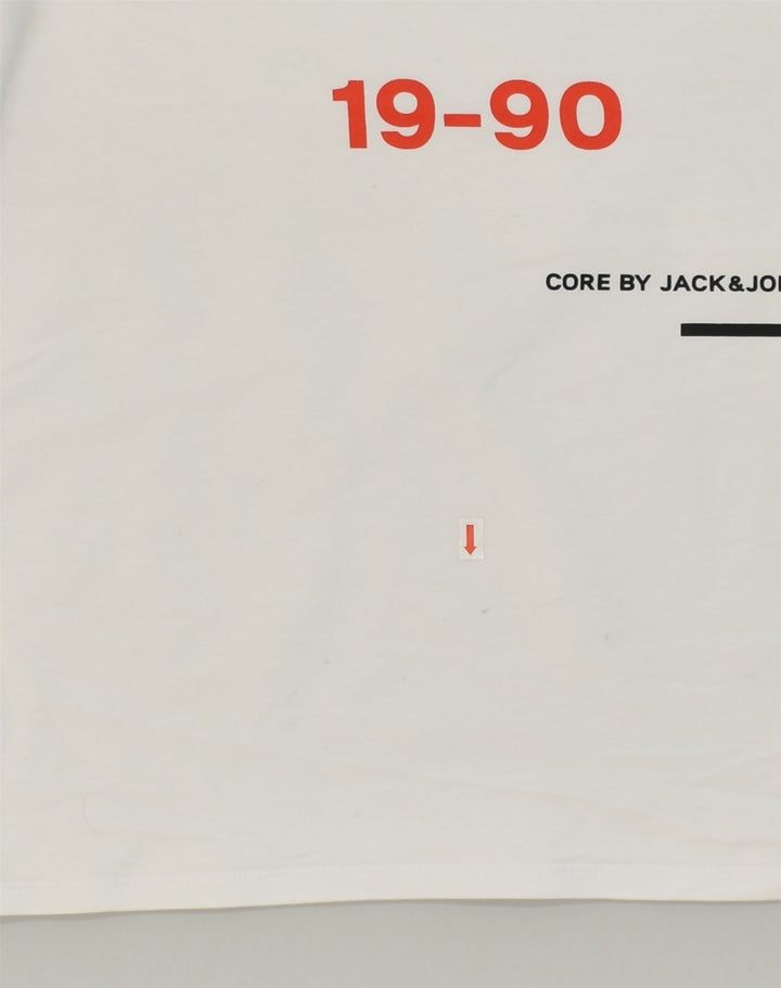 JACK & JONES Mens Core Graphic Sweatshirt Jumper Large White Cotton | Vintage Jack & Jones | Thrift | Second-Hand Jack & Jones | Used Clothing | Messina Hembry 