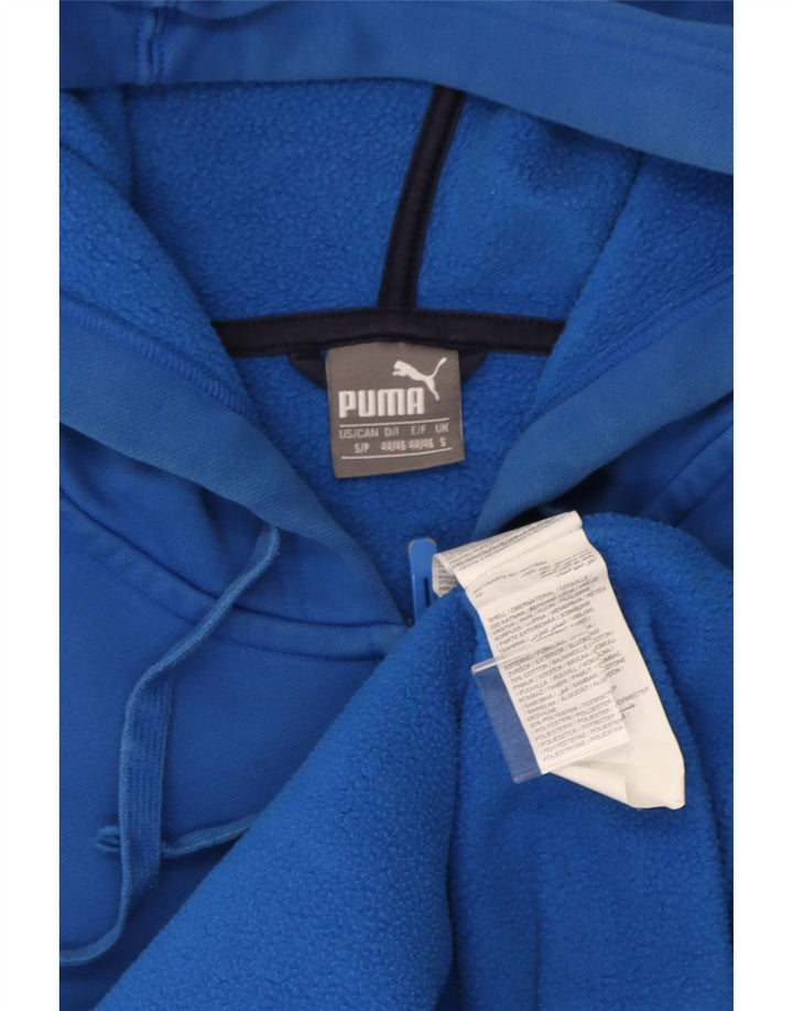 Suéter masculino Puma com capuz e zíper gráfico pequeno azul algodão
