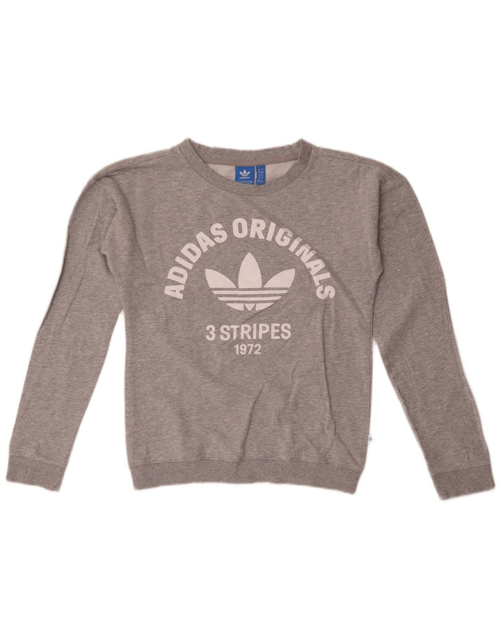Adidas feminino gráfico moletom jumper reino unido 8 pequeno cinza