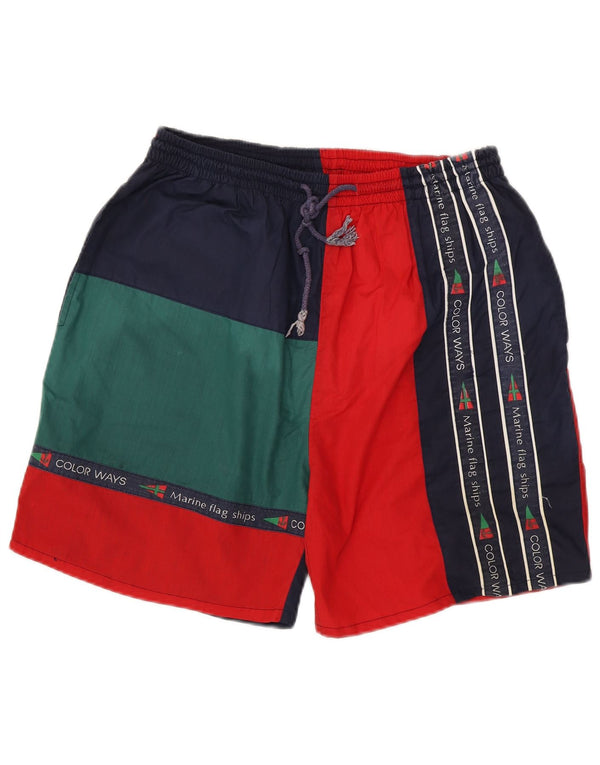 Shorts esportivos gráficos masculinos vintage XL poliéster colorblock multicolorido