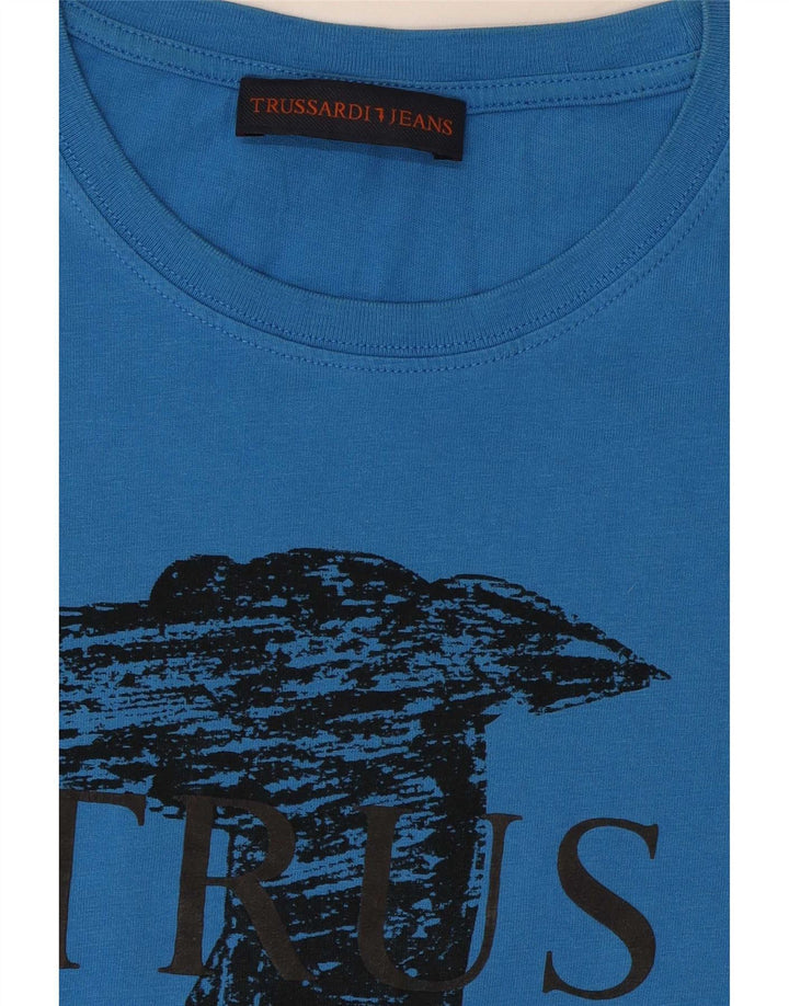 Camiseta masculina Trussardi Jeans gráfica azul médio