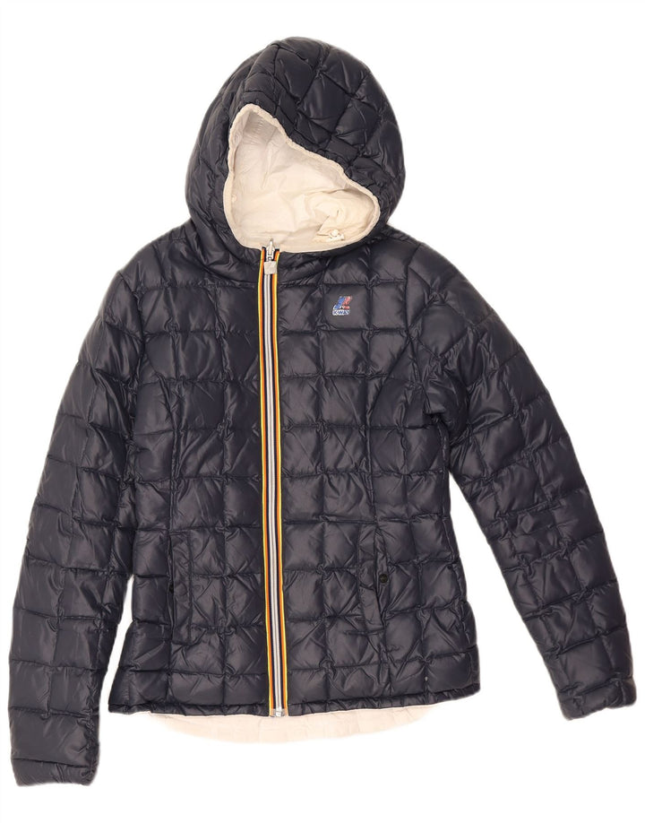 Jaqueta acolchoada com capuz para meninas K-Way 7-8 anos azul marinho