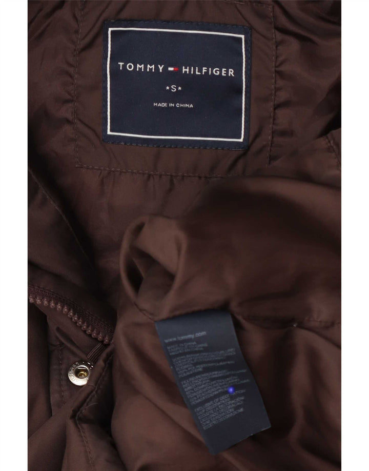 Jaqueta acolchoada com capuz feminina Tommy Hilfiger Reino Unido 10 pequeno poliéster marrom