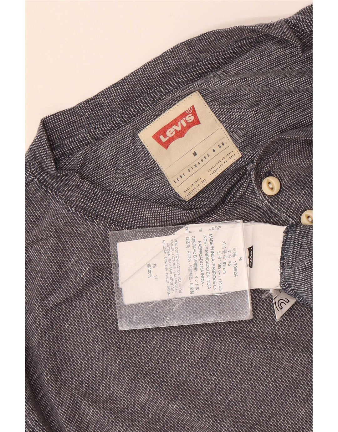 Top masculino Levi's manga comprida cinza médio algodão