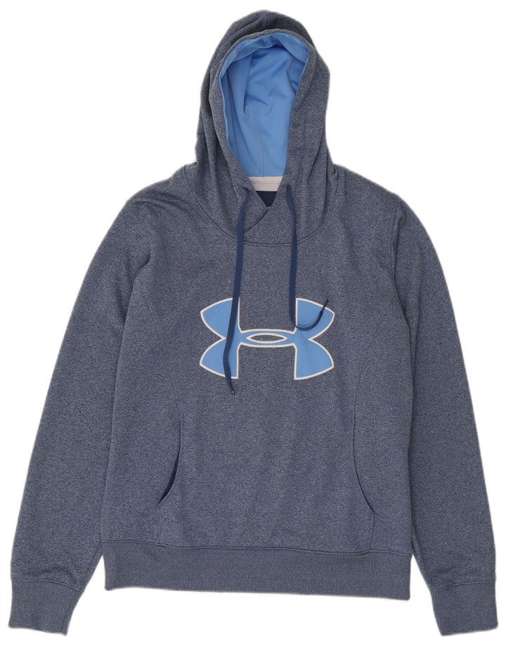 UNDER ARMOUR Mens Cold Gear Graphic Hoodie Jumper Medium Blue Polyester