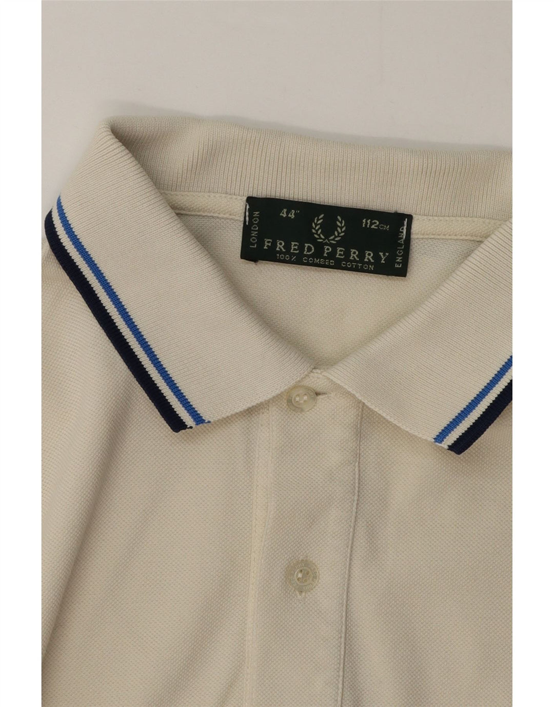 Camisa polo masculina Fred Perry de algodão listrado branco médio