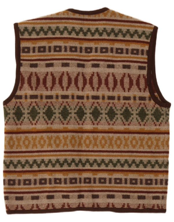 Colete masculino vintage grande marrom geométrico