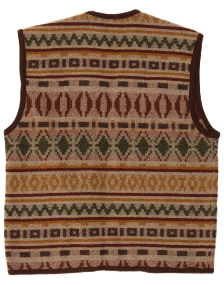 Colete masculino vintage grande marrom geométrico