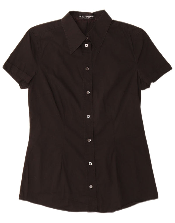 Camisa feminina de manga curta Dolce & Gabbana IT 42 algodão preto médio