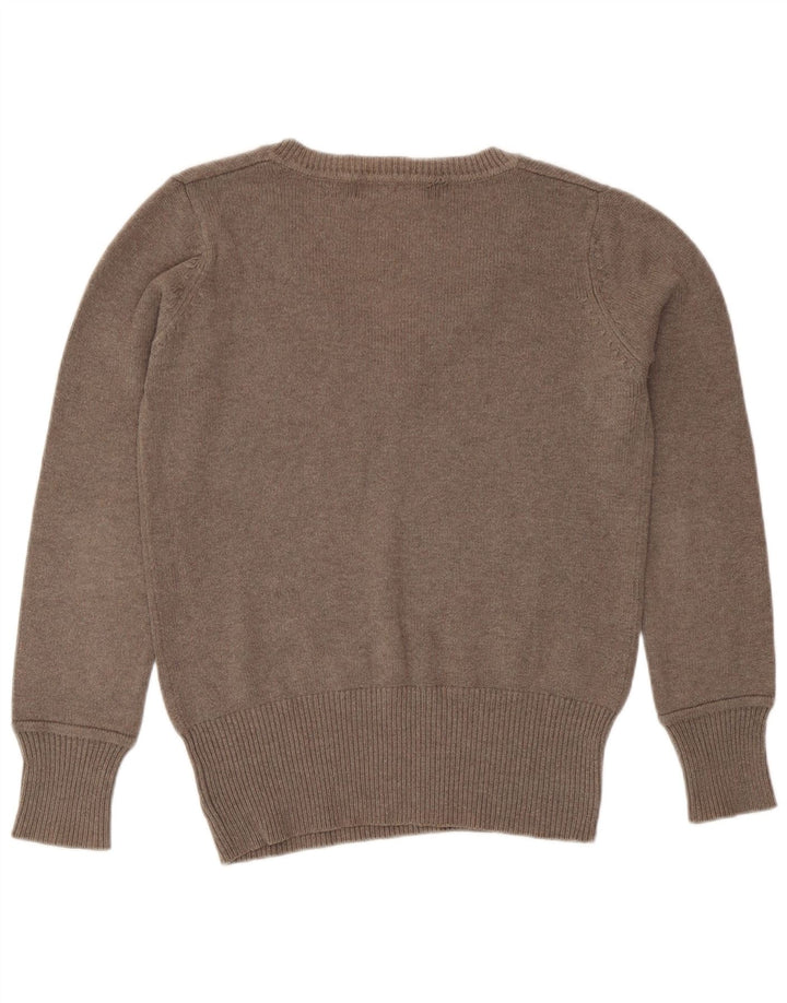 Suéter feminino Zara com decote em V Reino Unido 14 marrom médio