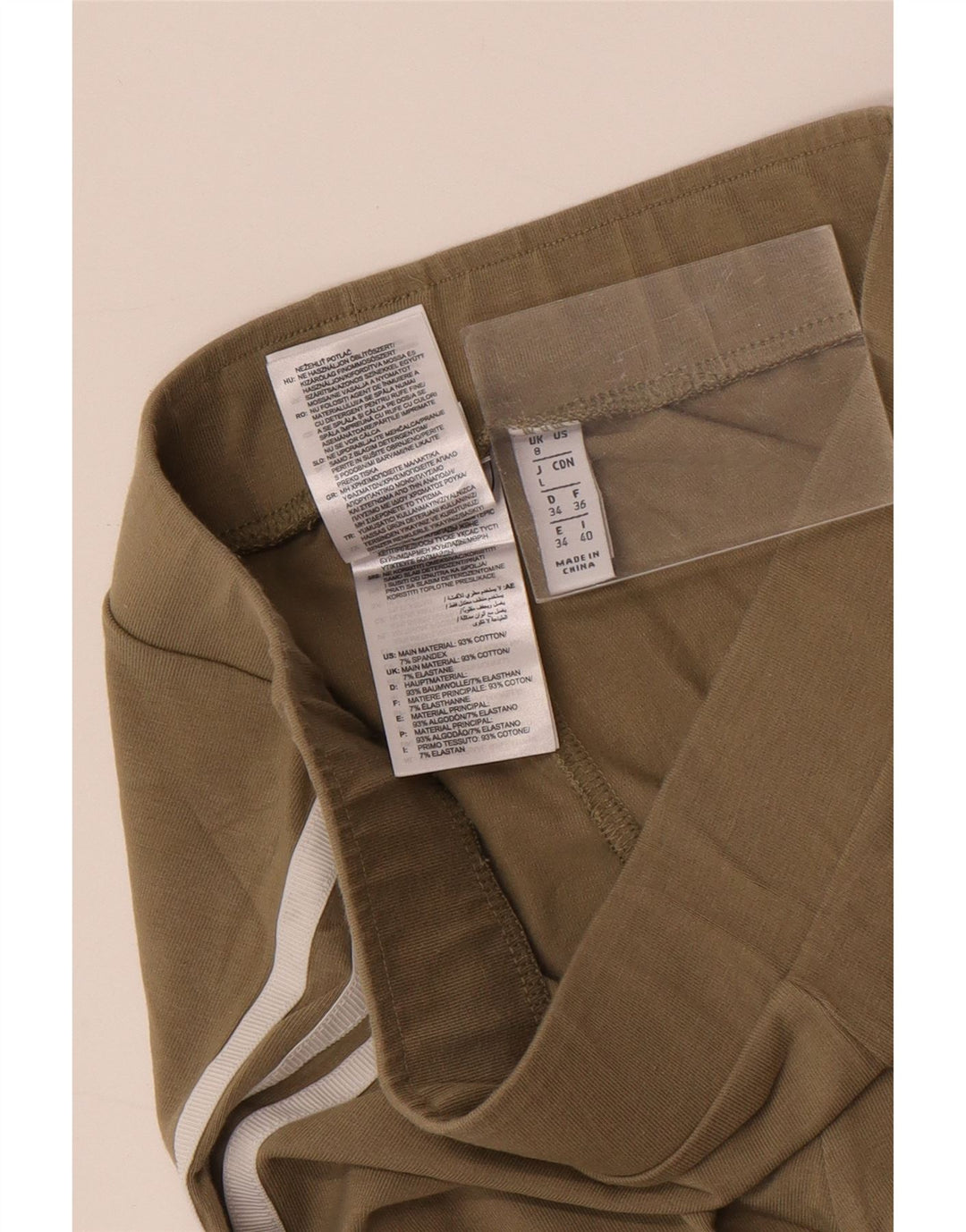 ADIDAS Womens Leggings UK 8 Small Khaki Cotton