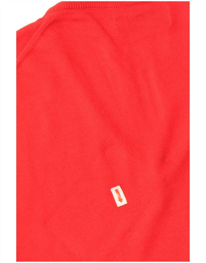 Zara Suéter masculino com decote em V XL algodão vermelho