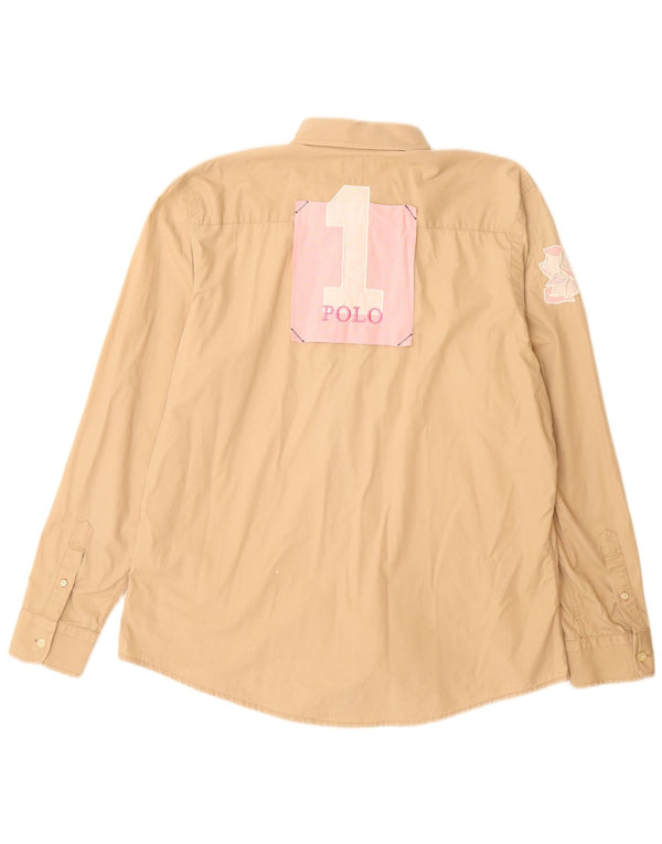 Camisa gráfica masculina LA MARTINA 2XL algodão bege