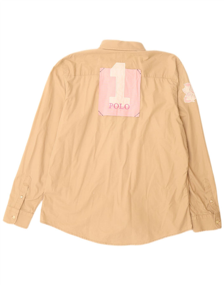 Camisa gráfica masculina LA MARTINA 2XL algodão bege