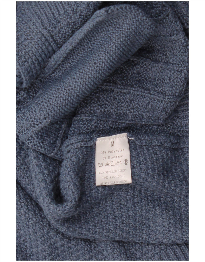 Camisola de cardigã de ajuste solto feminino vintage Reino Unido 14 poliéster azul médio