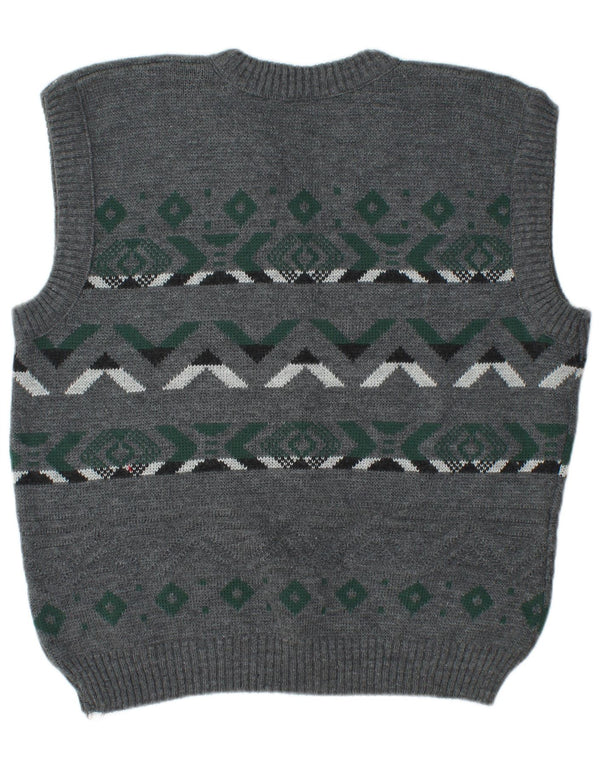 Regata masculina vintage com colete grande cinza Fair Isle