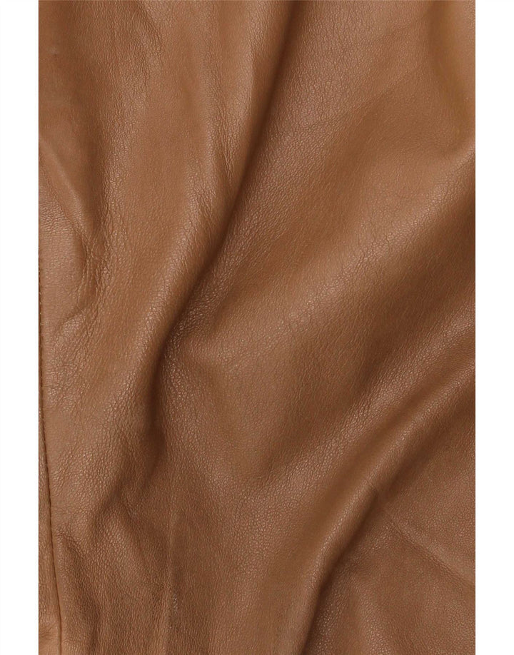 Calça feminina de couro Bootcut Conbipel IT 46 grande W34 L32 bege