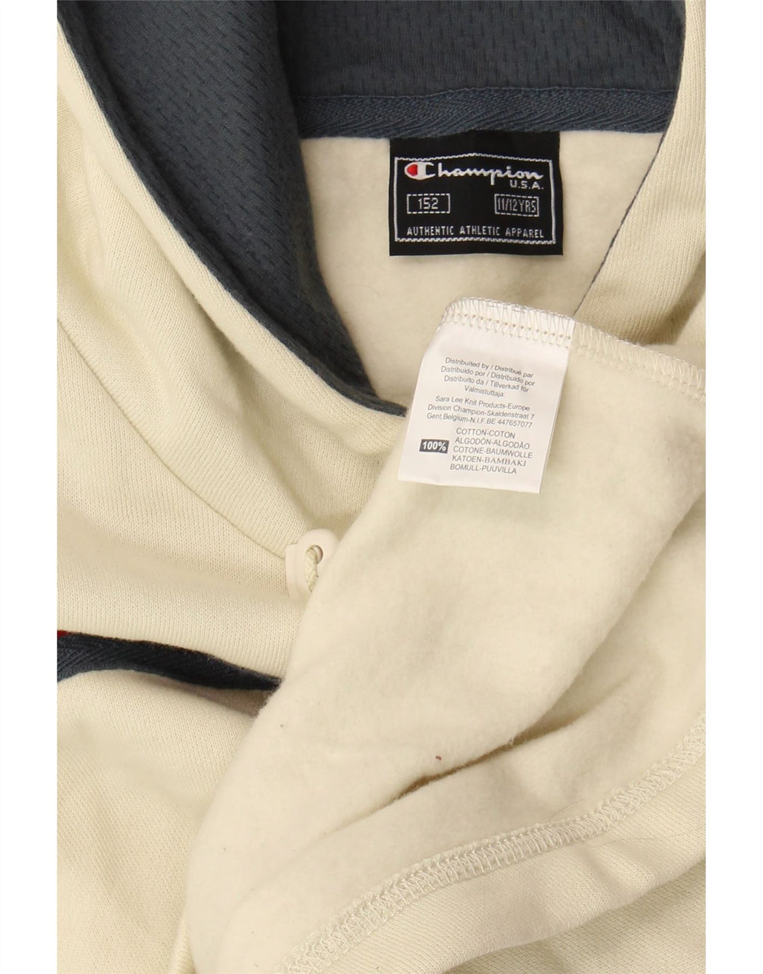 CHAMPION Boys Graphic Hoodie Jumper 11-12 Years Beige Cotton Vintage Champion and Second-Hand Champion from Messina Hembry 