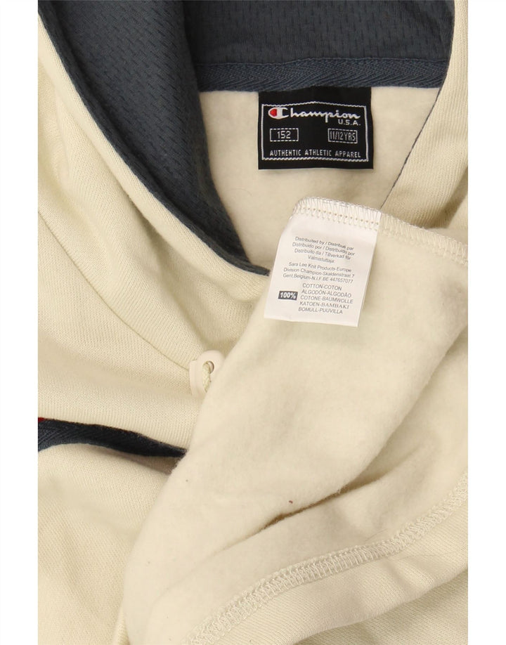 CHAMPION Boys Graphic Hoodie Jumper 11-12 Years Beige Cotton Vintage Champion and Second-Hand Champion from Messina Hembry 