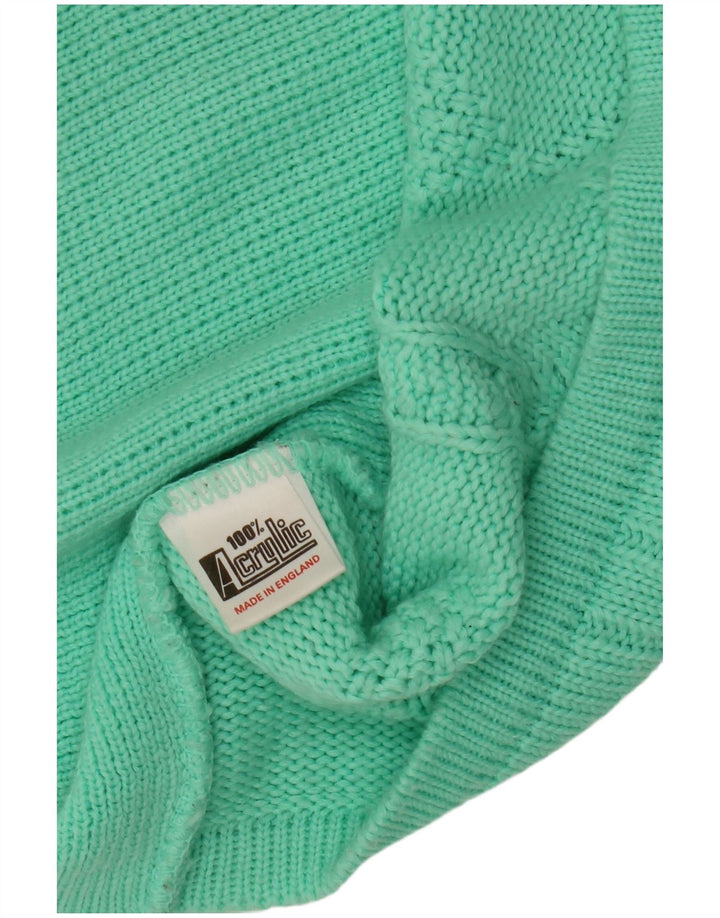 Suéter feminino VINTAGE com decote em V Reino Unido 18 XL verde acrílico