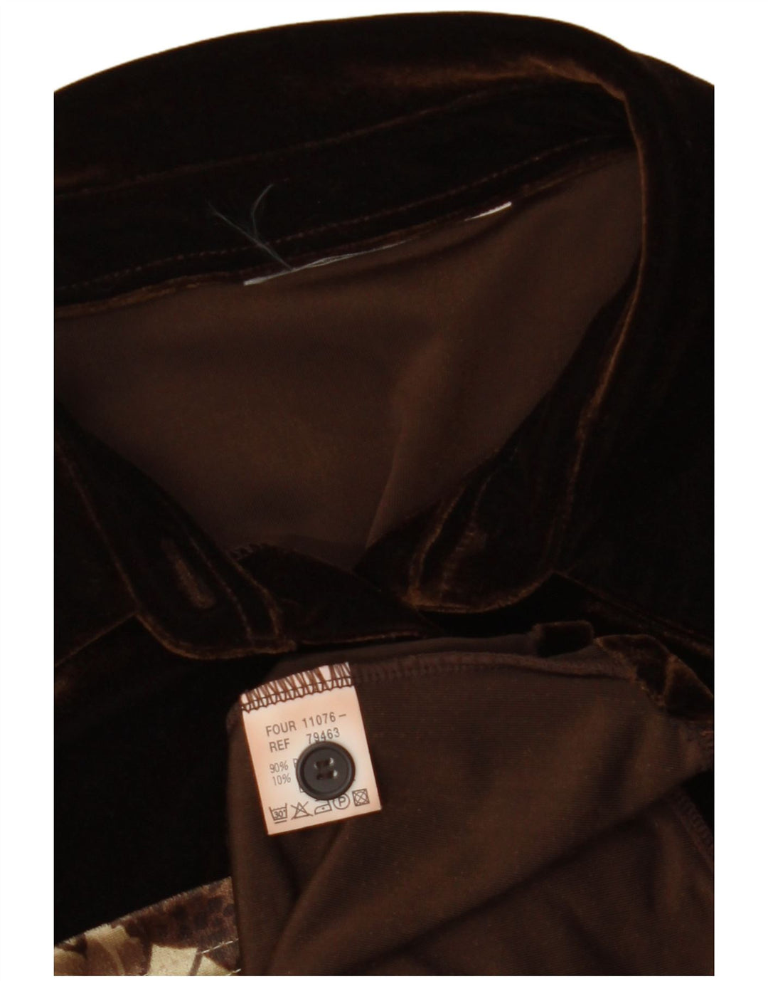 Blusa feminina VINTAGE de veludo sem mangas Reino Unido 12 marrom médio floral