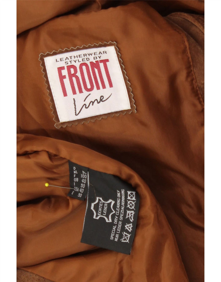 Colete masculino de camurça Front Line UK 40 couro marrom médio