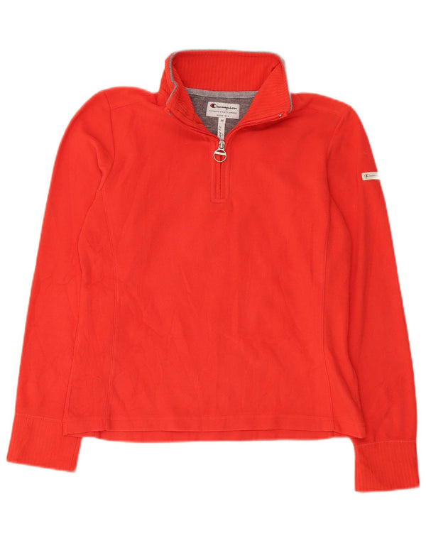 Jumper de lã feminino Champion Easy Fit com zíper e gola UK 14 poliéster vermelho médio
