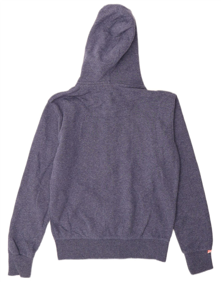 Suéter masculino com capuz e zíper SUPERDRY algodão azul médio