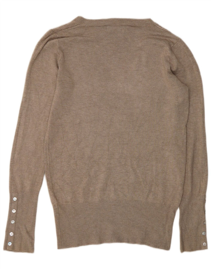 Suéter feminino Zara com decote em V Reino Unido 14 médio cinza rayon