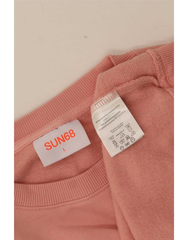 Sun68 moletom masculino jumper grande algodão rosa