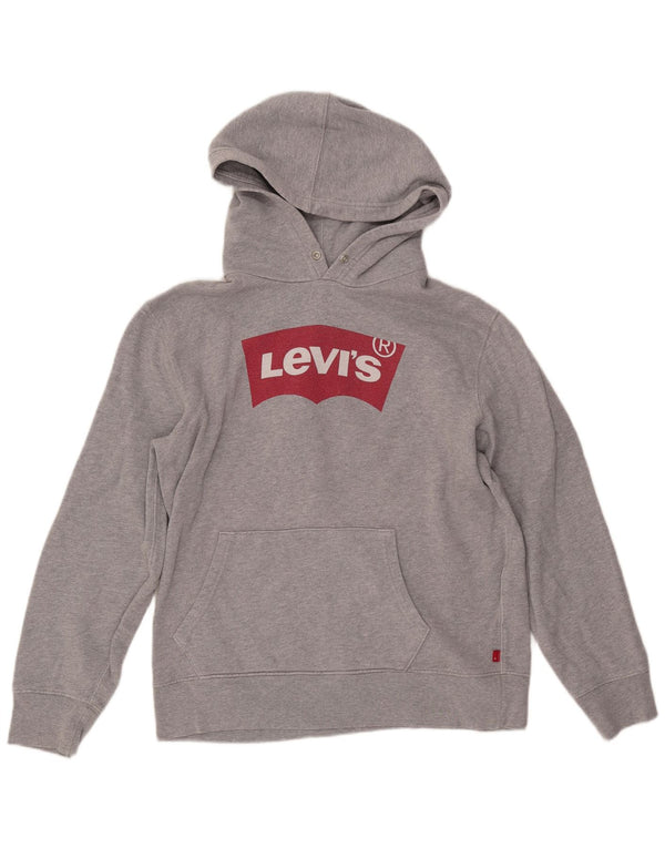 Suéter com capuz gráfico masculino LEVI'S algodão cinza médio