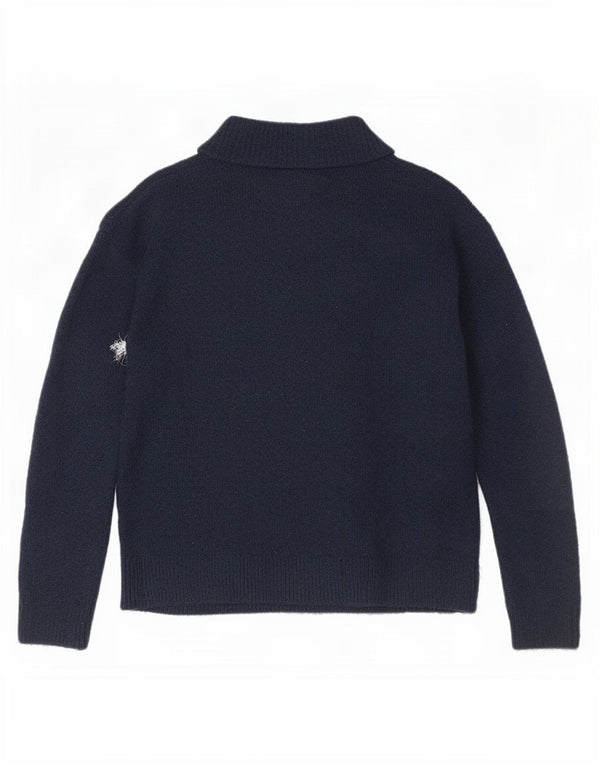 Suéter feminino Marks & Spencer com gola tartaruga Reino Unido 10 pequeno azul marinho