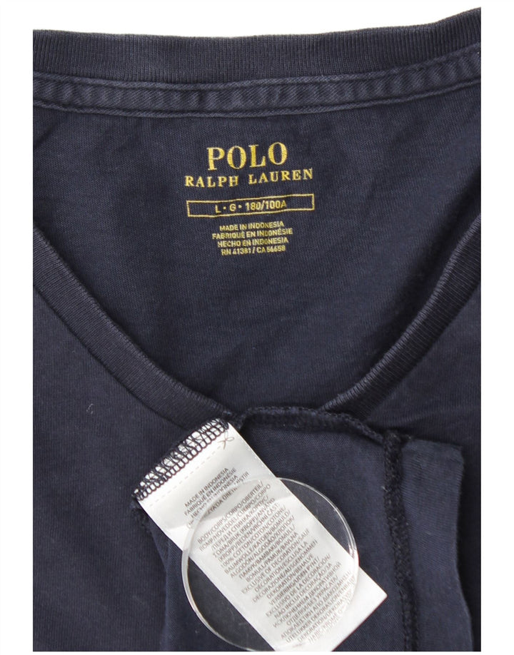 Camiseta masculina POLO RALPH LAUREN Top grande algodão azul marinho
