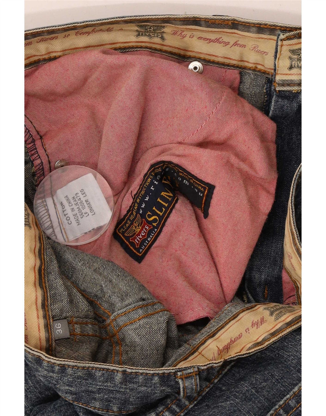 Jeans retos masculinos Rivers W36 L33 algodão azul