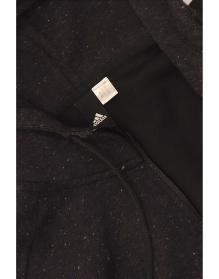 Adidas masculino zip moletom com capuz cinza médio manchado