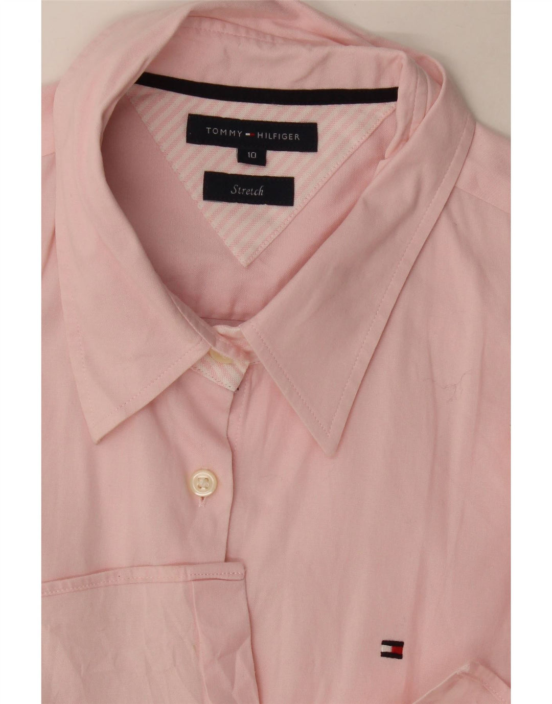 Camisa formal feminina Tommy Hilfiger US 10 grande listrada rosa