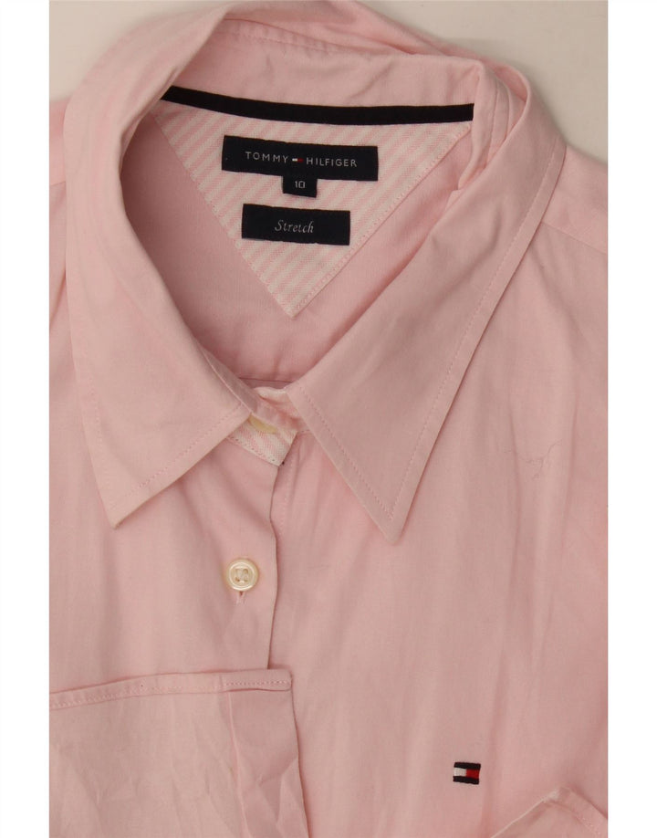 Camisa formal feminina Tommy Hilfiger US 10 grande listrada rosa
