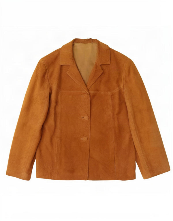 Jaqueta blazer feminina vintage de camurça com 3 botões Reino Unido 14 bege médio