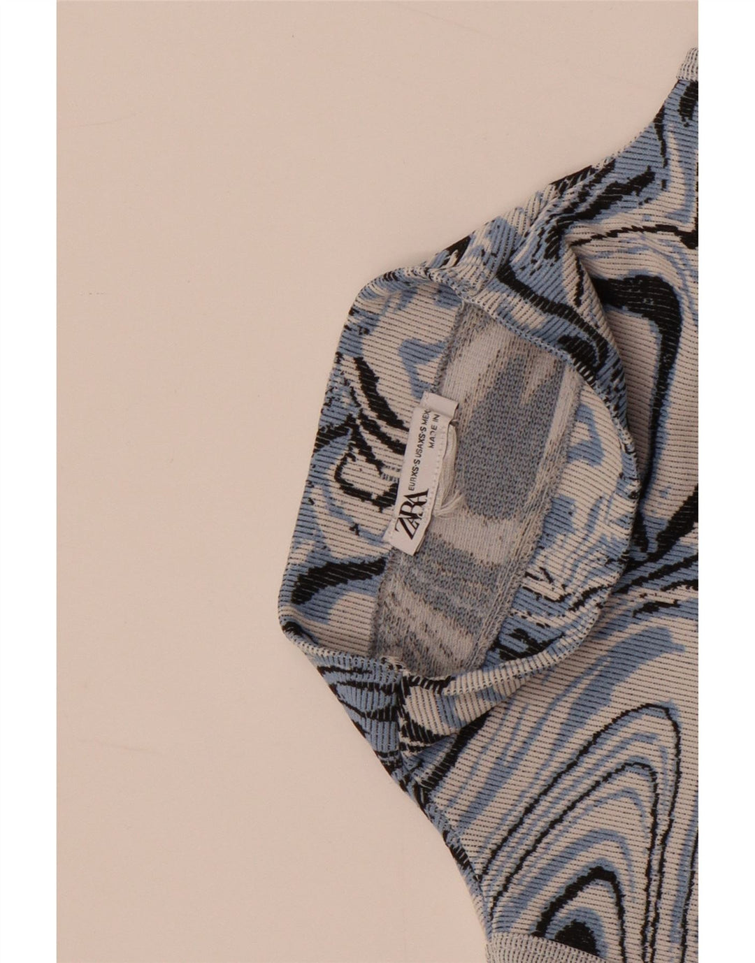 Vestido bodycon feminino sem mangas com padrão abstrato Zara Reino Unido 4 XS multicolorido