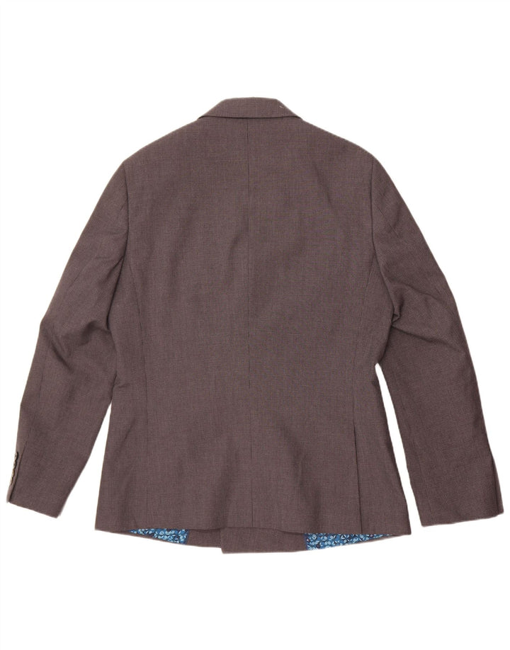 Jaqueta blazer masculina Penguin com peito duplo Reino Unido 40 grande cinza houndstooth