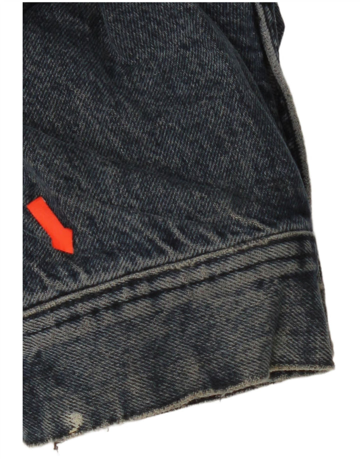Zara Womens Crop Oversized Denim Jacket Reino Unido 14 Médio Azul Marinho Algodão