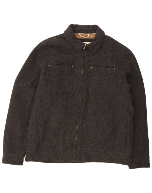 Jaqueta Sherpa masculina Fat Face UK 40 grande lã cinza