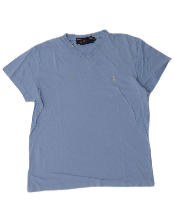 Camiseta feminina Ralph Lauren UK 14 algodão azul médio